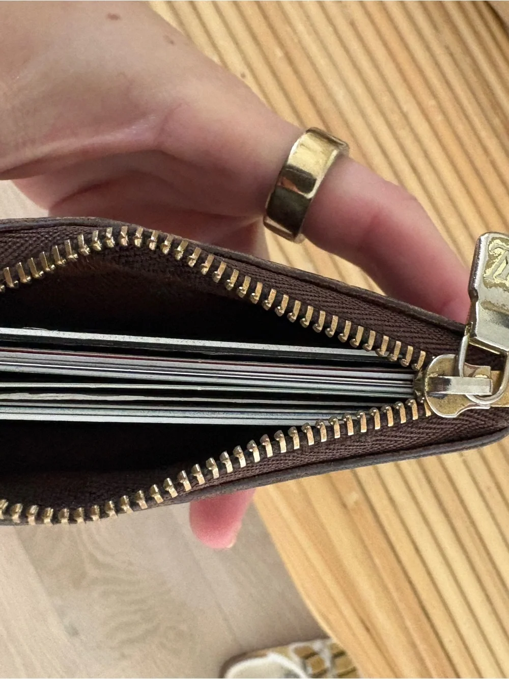 Louis Vuitton Brown Monogram Key Pouch with Gold-Tone Hardware
